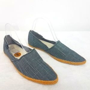 Sanuk Denim Pointed Toe Flats, Slip On Loafers Women's Size 8